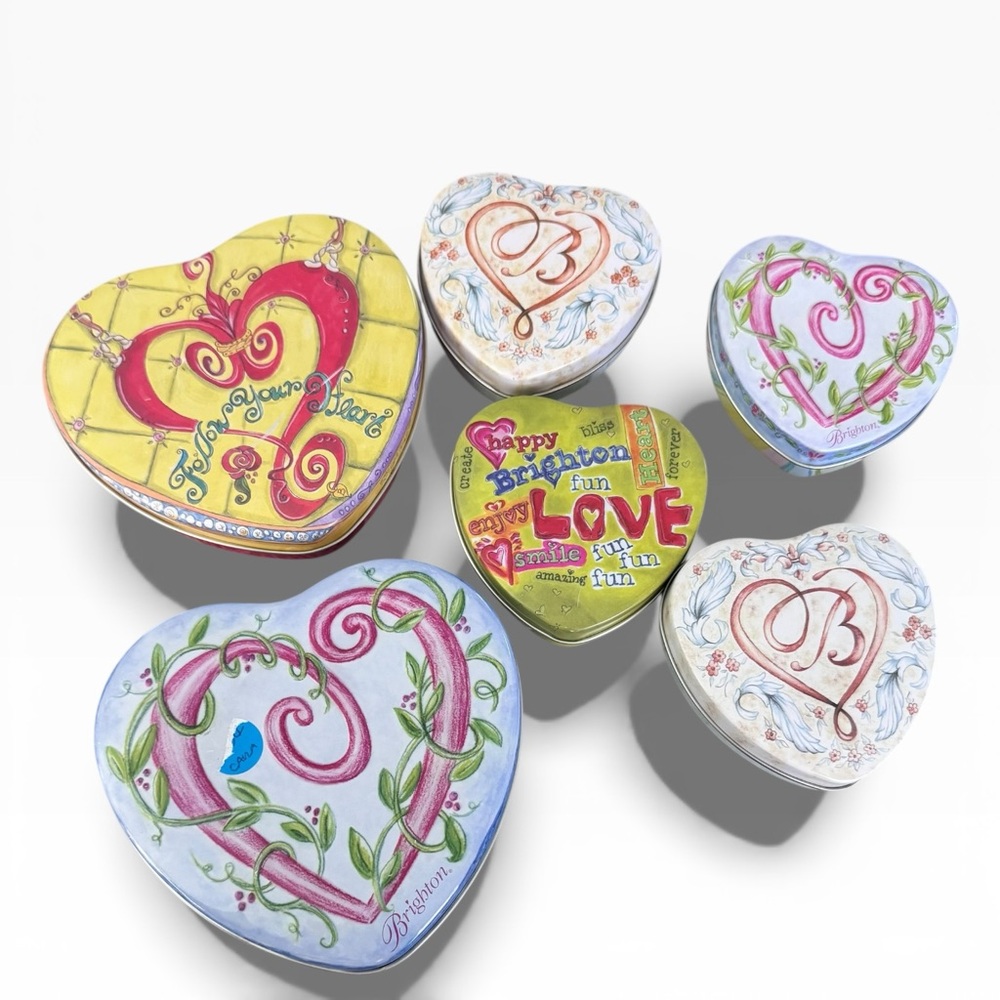 Lot of Brighton jewelry metal Colorful Heart-Shaped Boxes